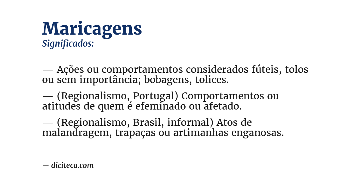 Significado de maricagens