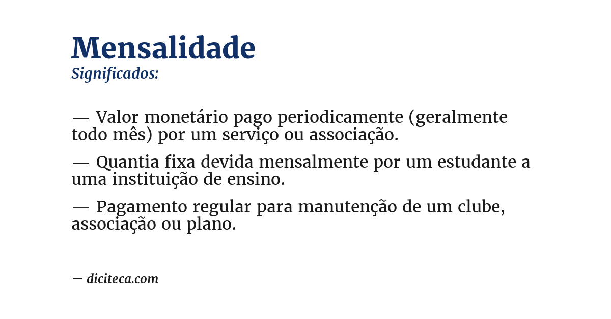 Significado de mensalidade