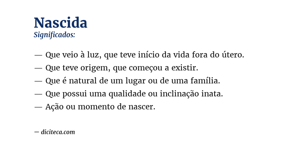 Significado de nascida