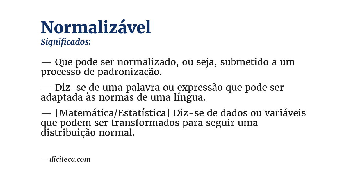 Significado de normalizável