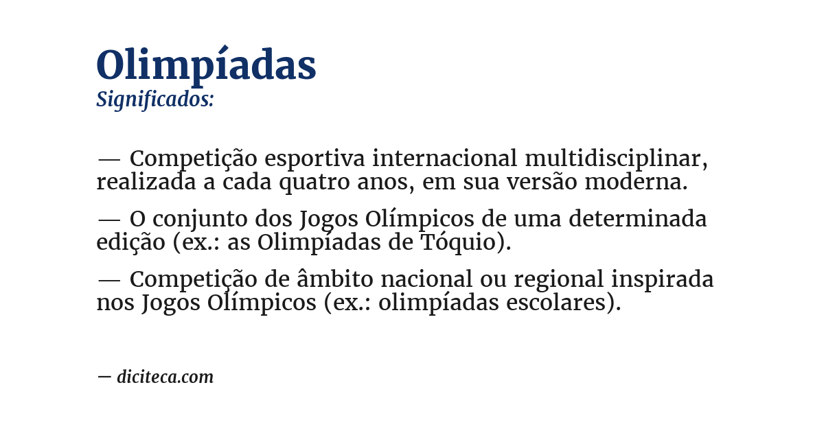 Significado de olimpíadas