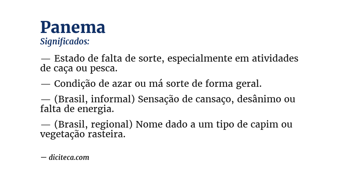 Significado de panema