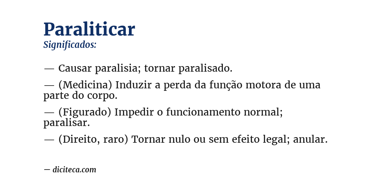 Significado de paraliticar