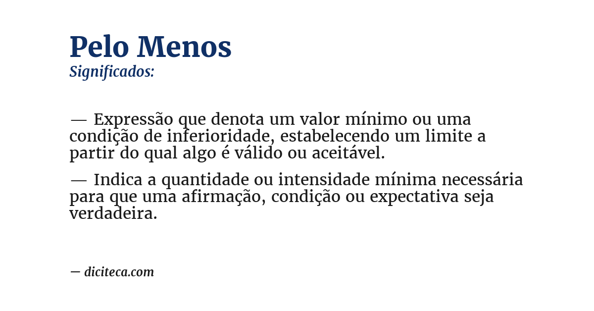 Significado de pelo menos