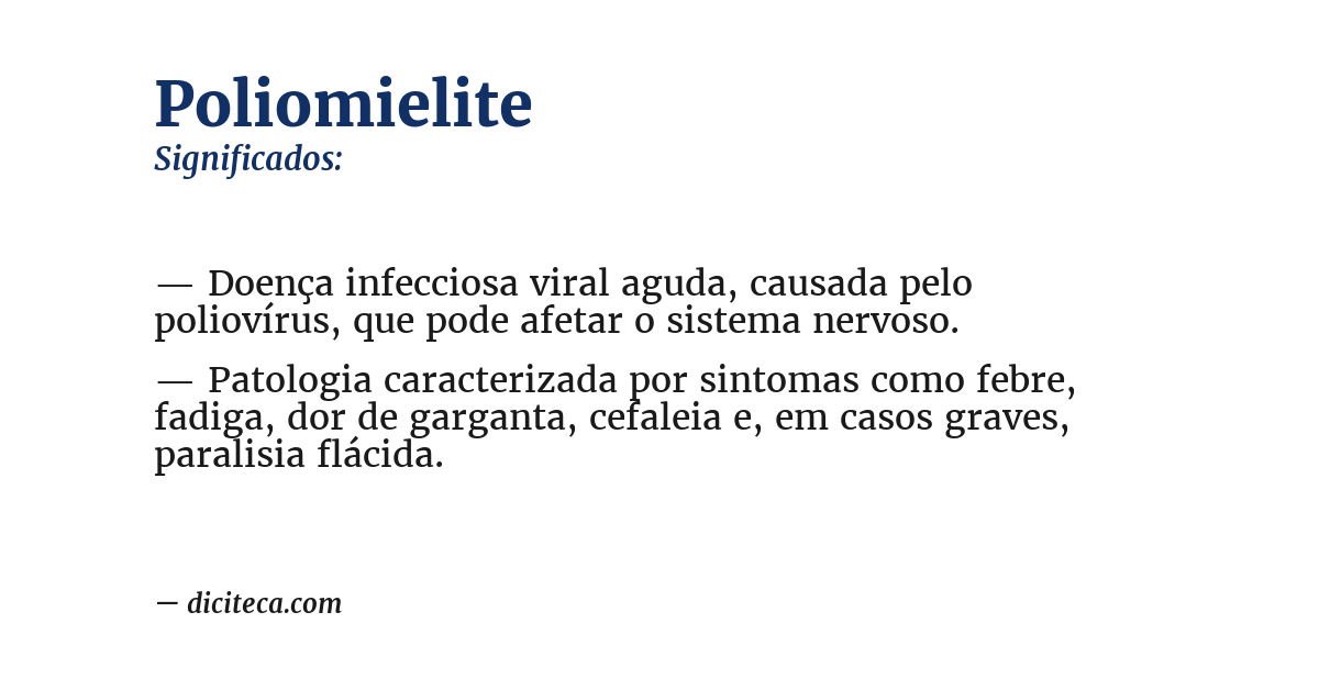 Significado de poliomielite
