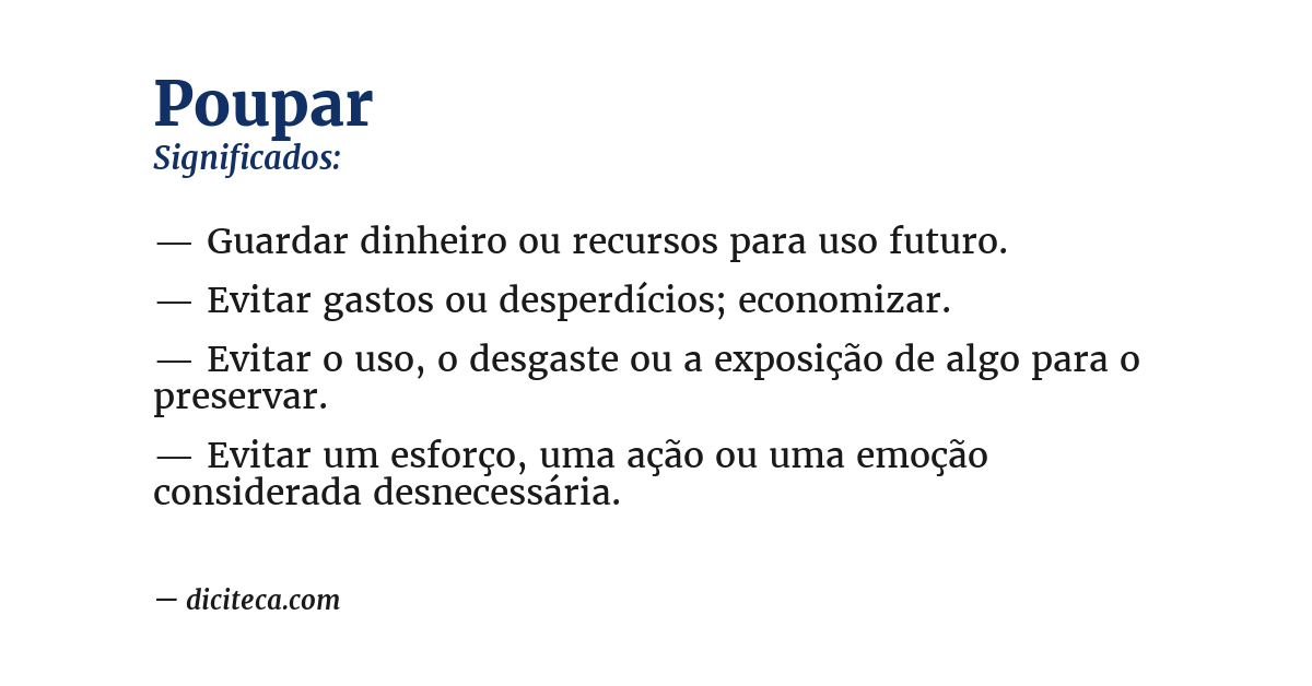 Significado de poupar