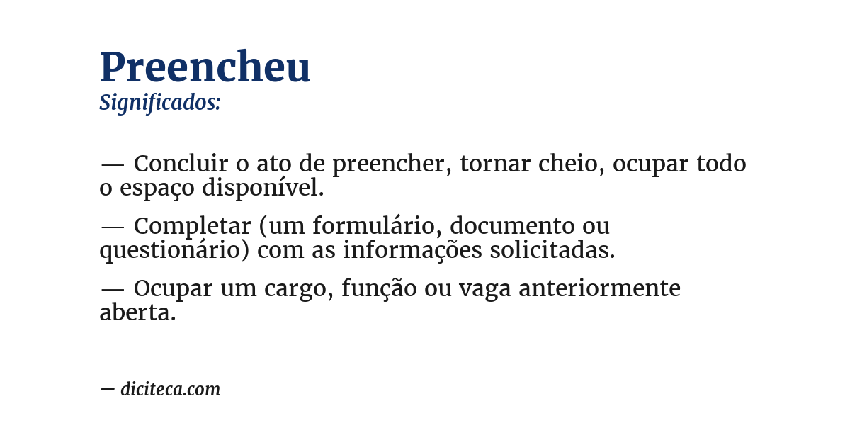 Significado de preencheu