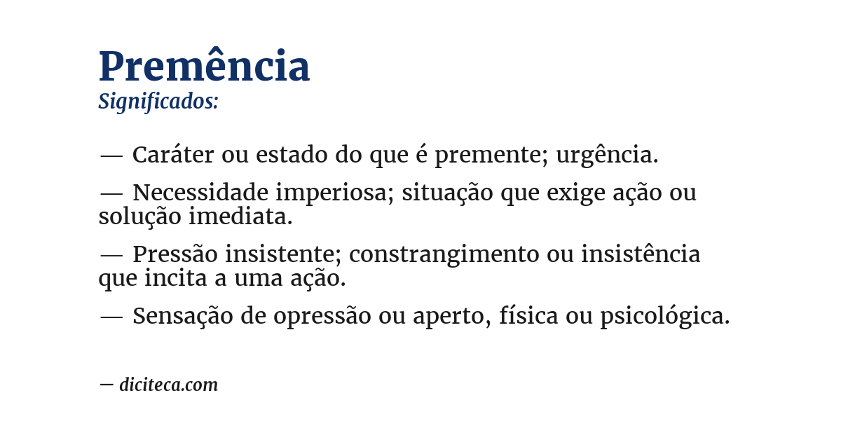 Significado de premência