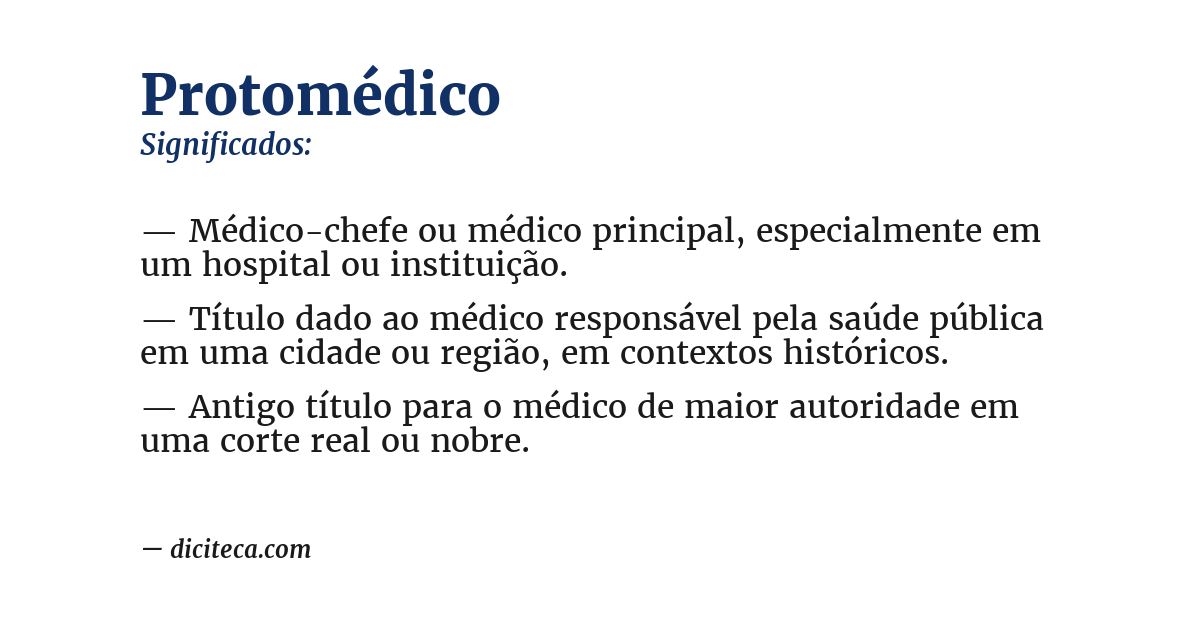 Significado de protomédico