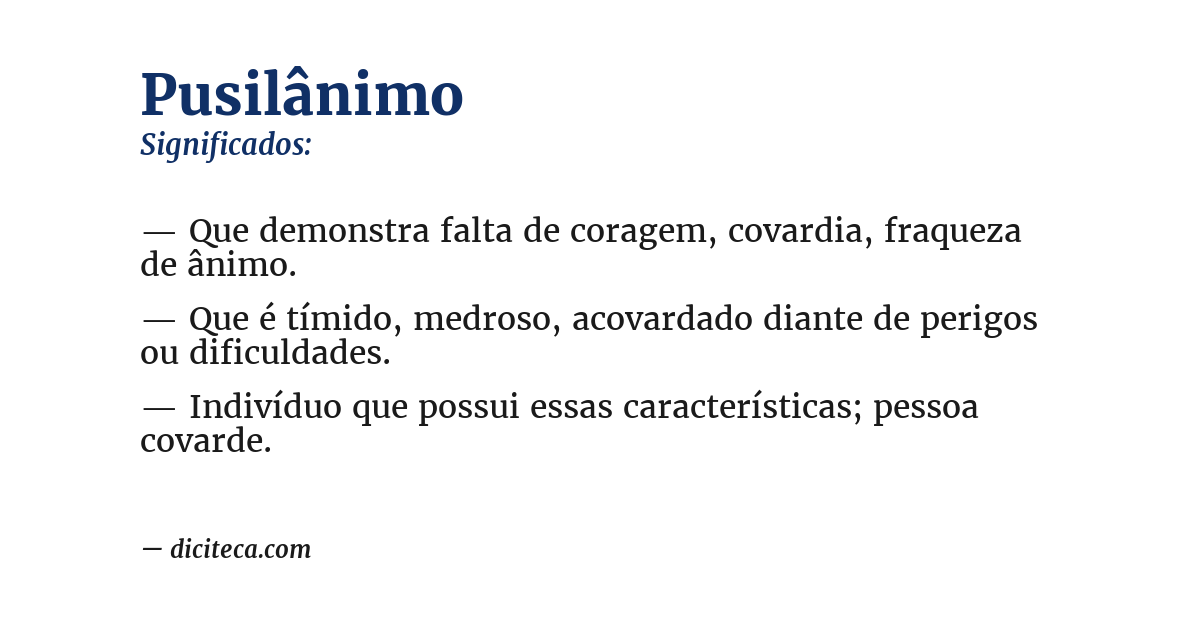 Significado de pusilânimo