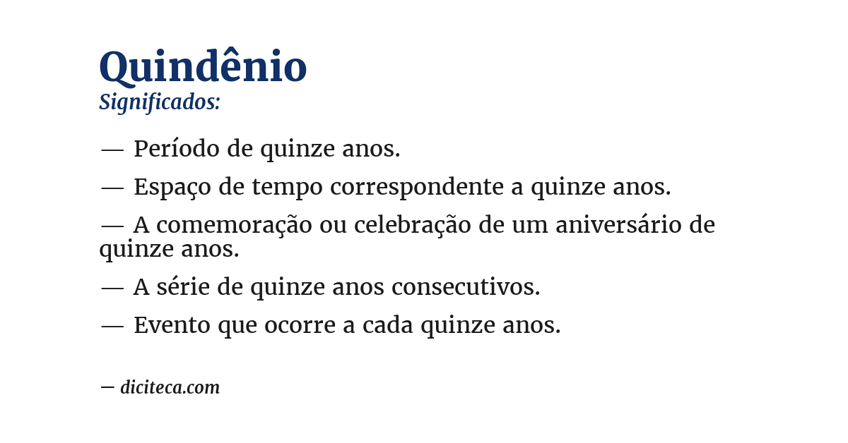 Significado de quindênio