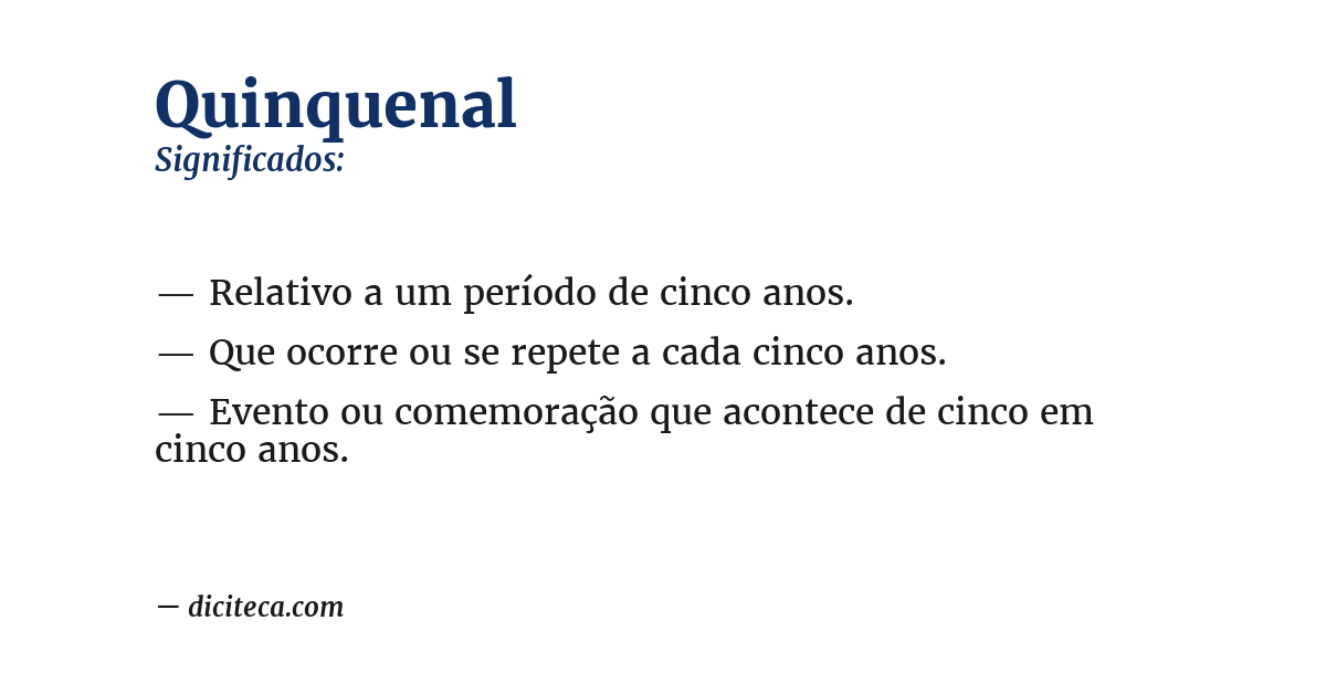 Significado de quinquenal