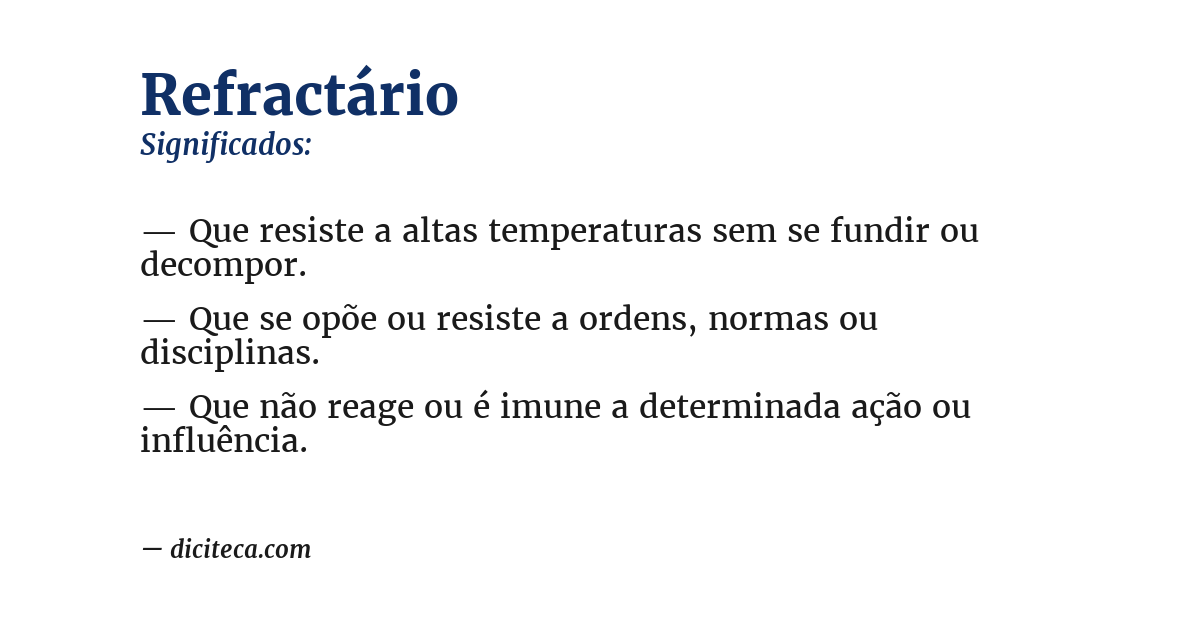 Significado de refractário