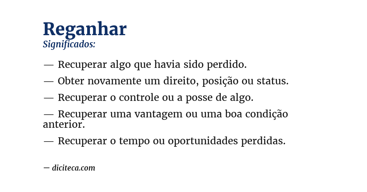 Significado de reganhar