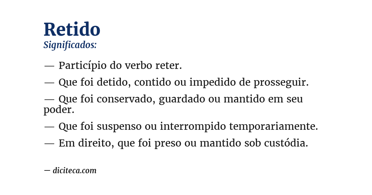 Significado de retido