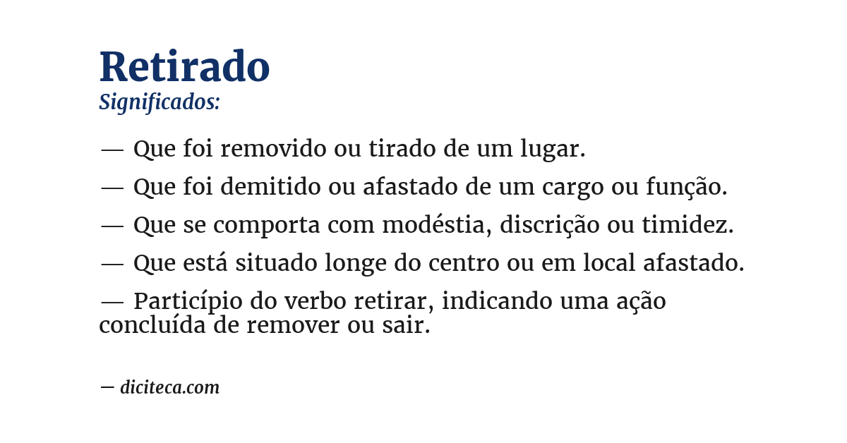 Significado de retirado