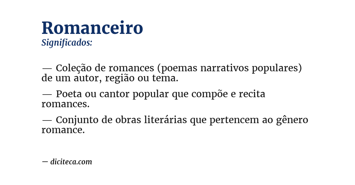 Significado de romanceiro