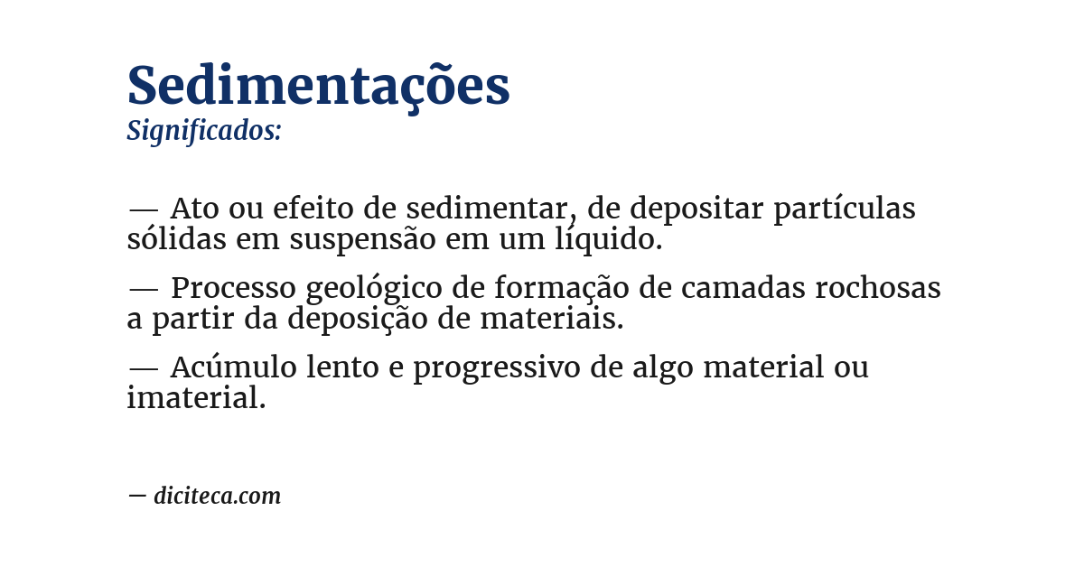 Significado de sedimentações