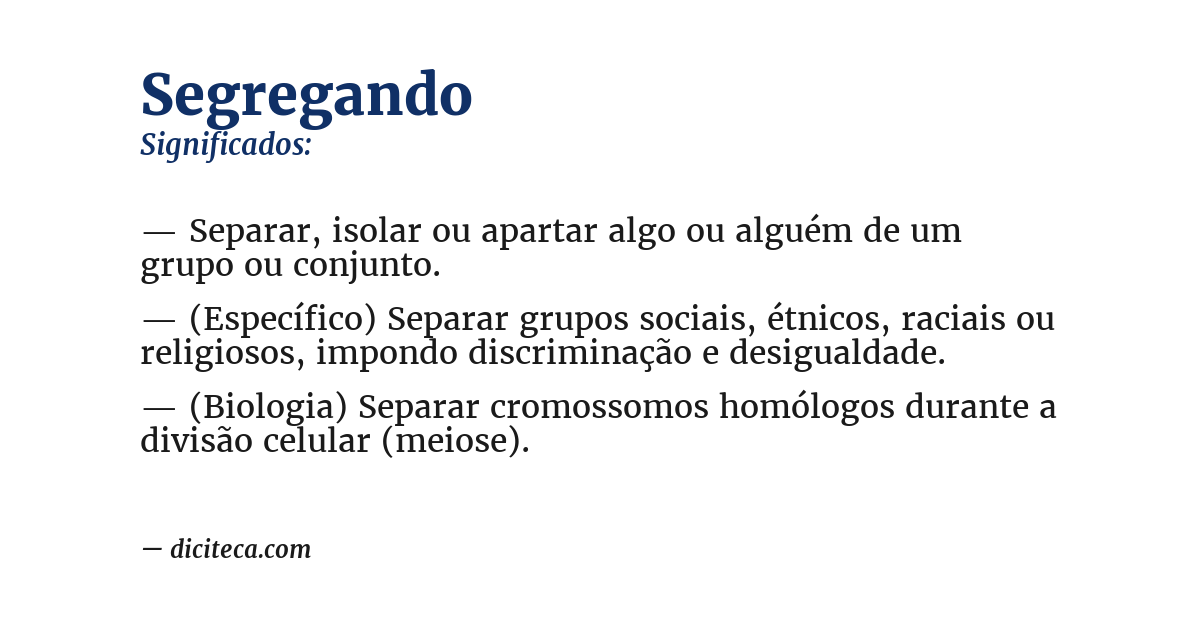 Significado de segregando