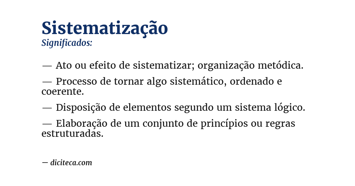 Significado de sistematização