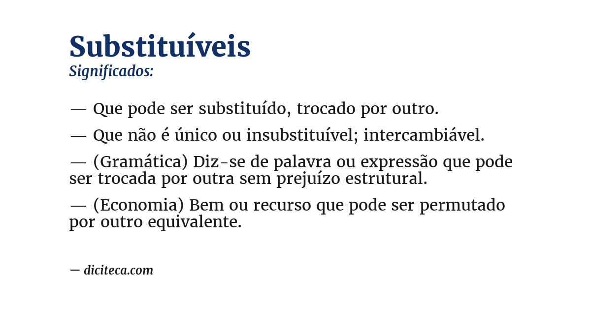 Significado de substituíveis
