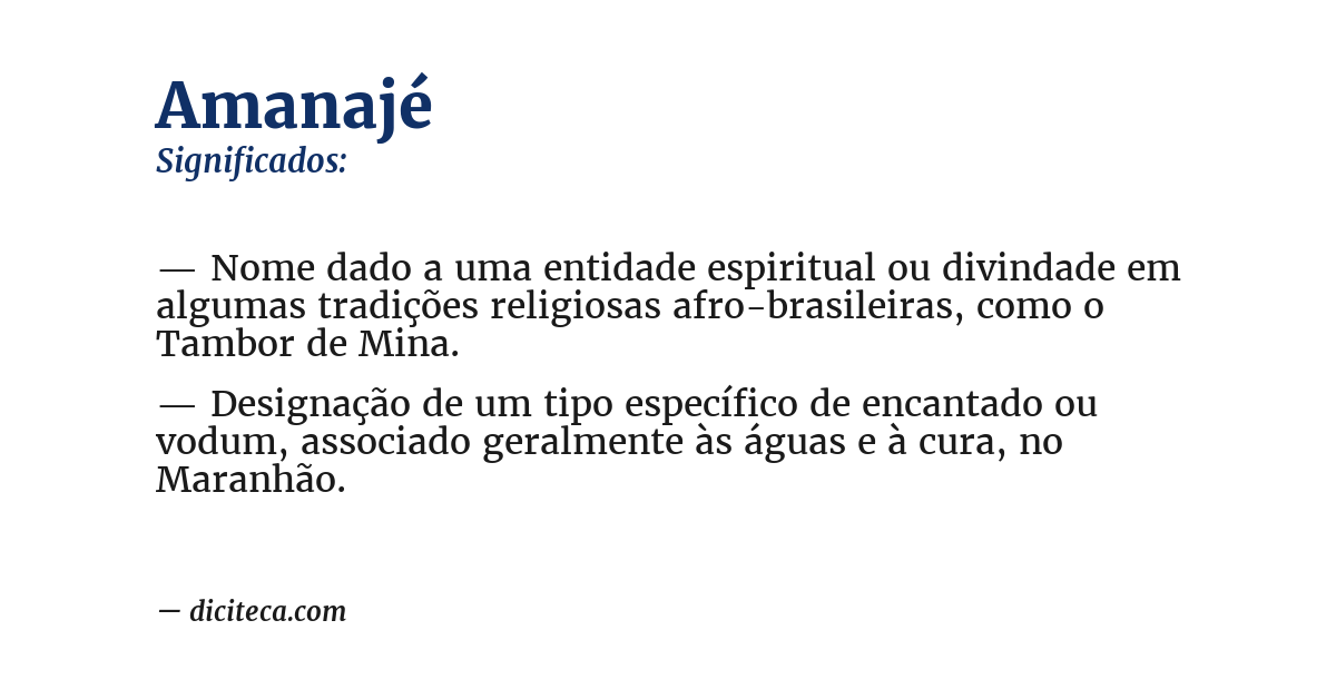 Significado de amanajé