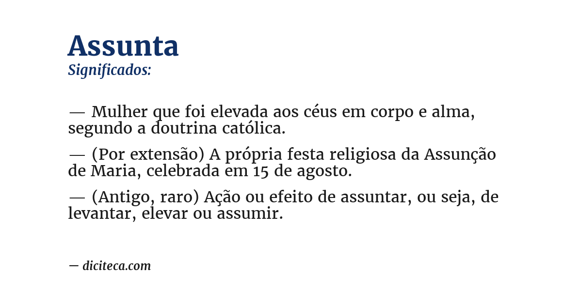 Significado de assunta