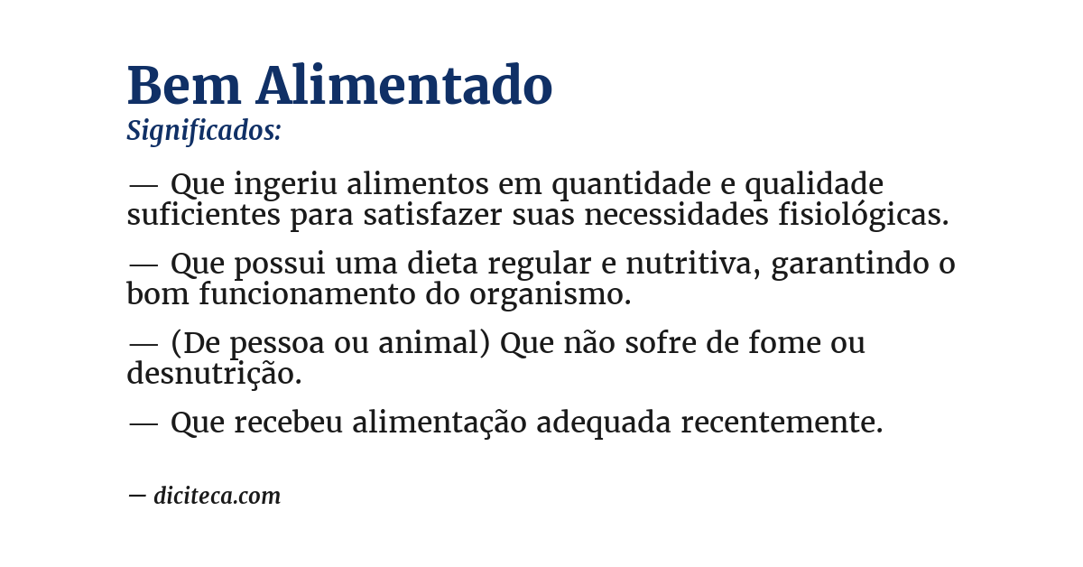 Significado de bem alimentado