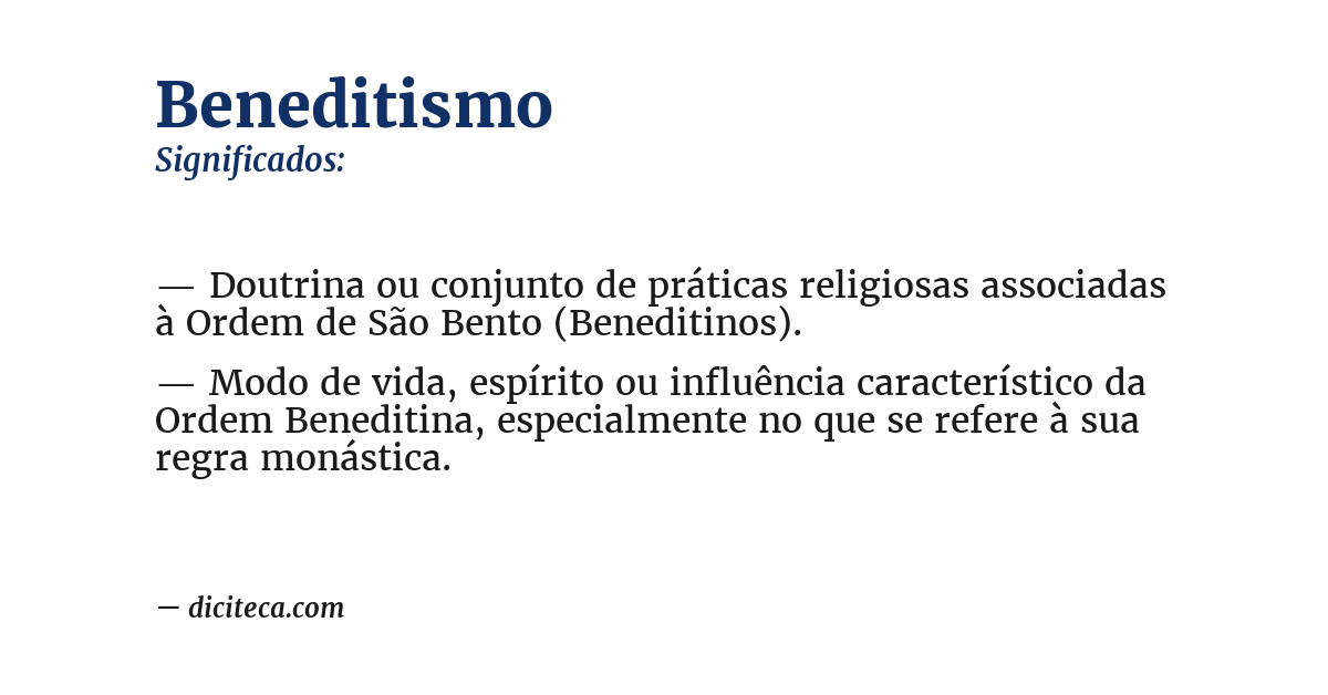 Significado de beneditismo