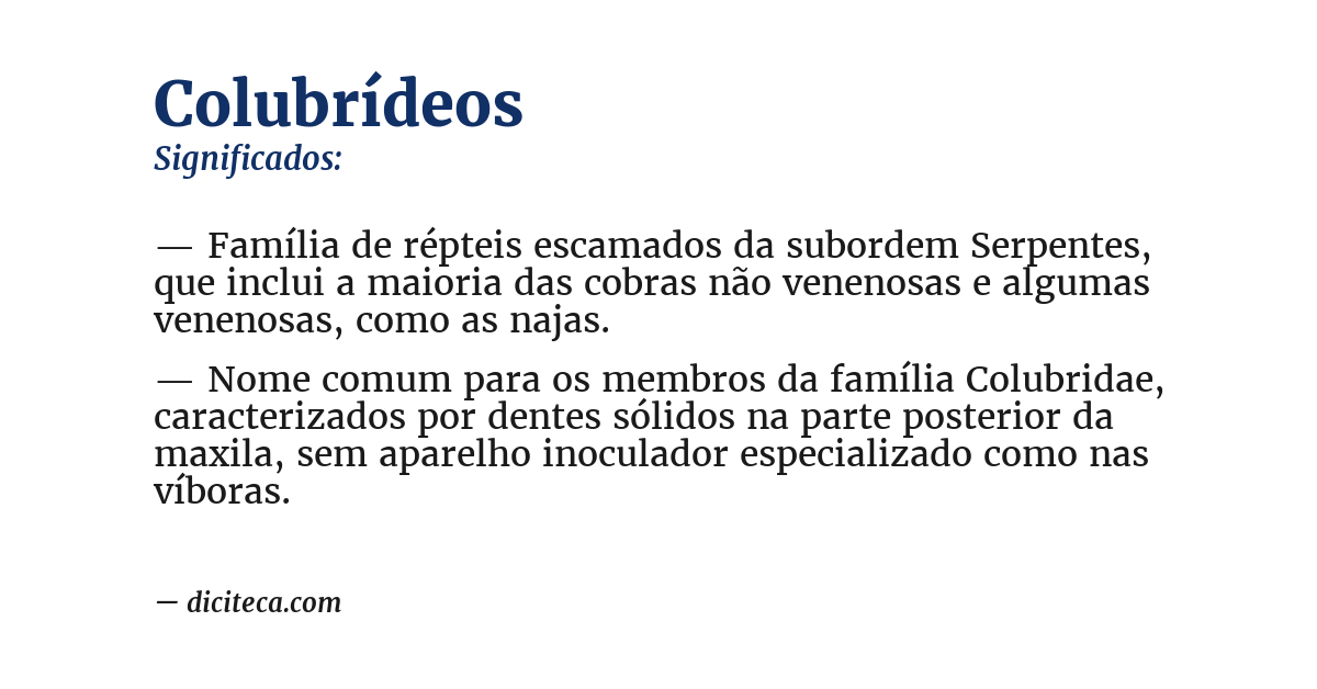 Significado de colubrídeos
