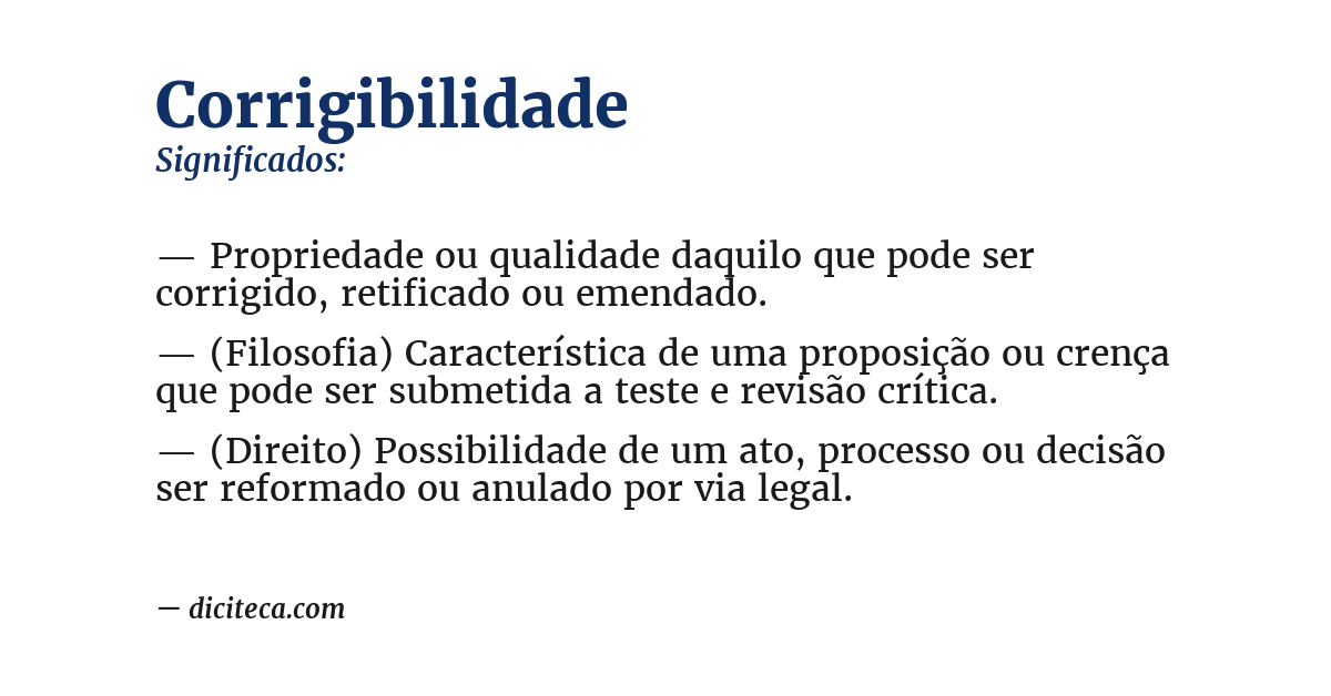 Significado de corrigibilidade