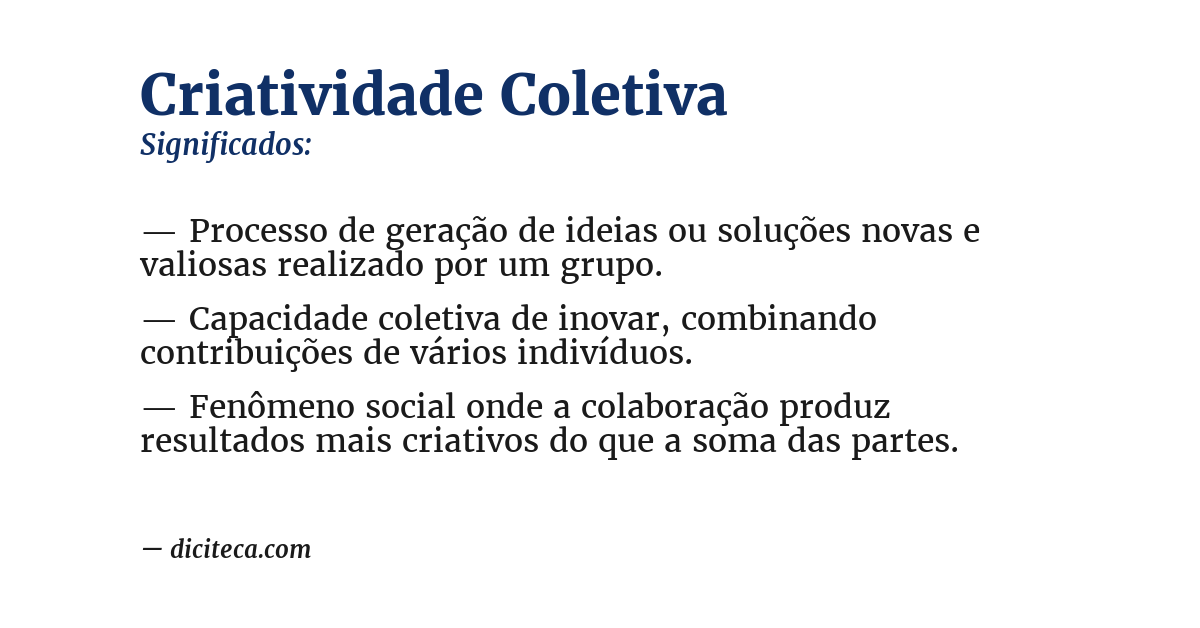 Significado de criatividade coletiva
