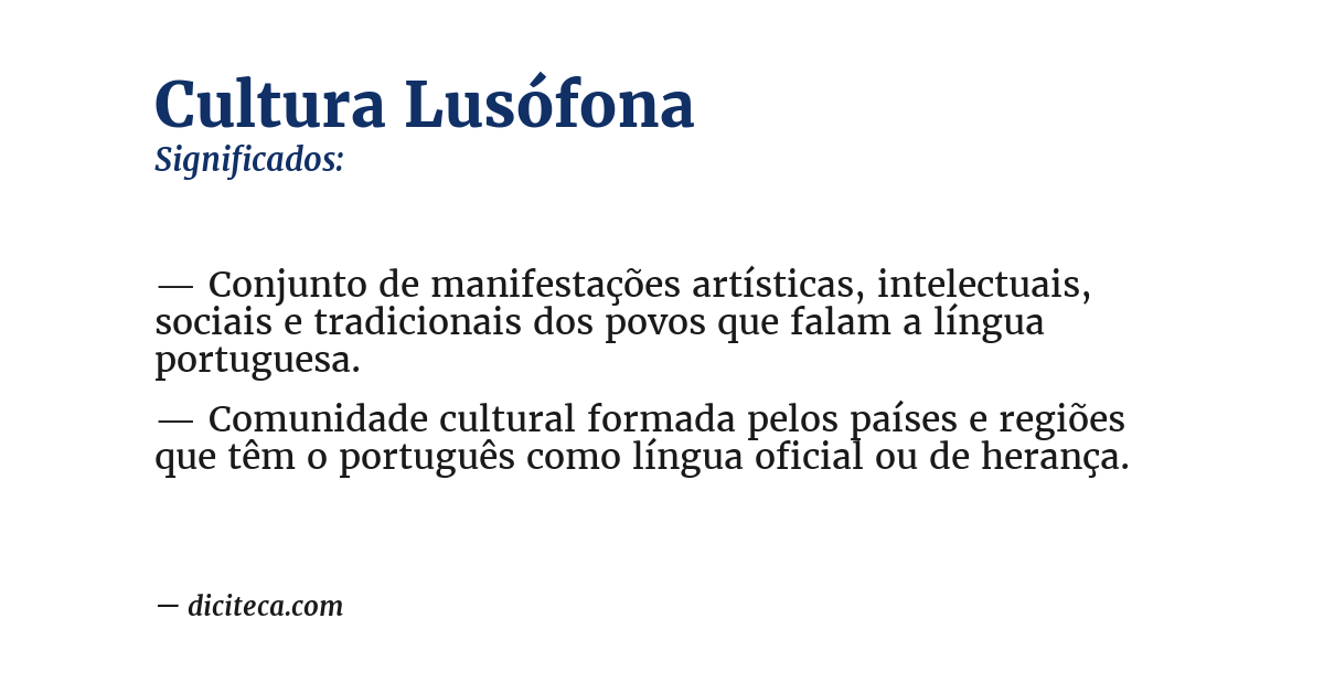 Significado de cultura lusófona