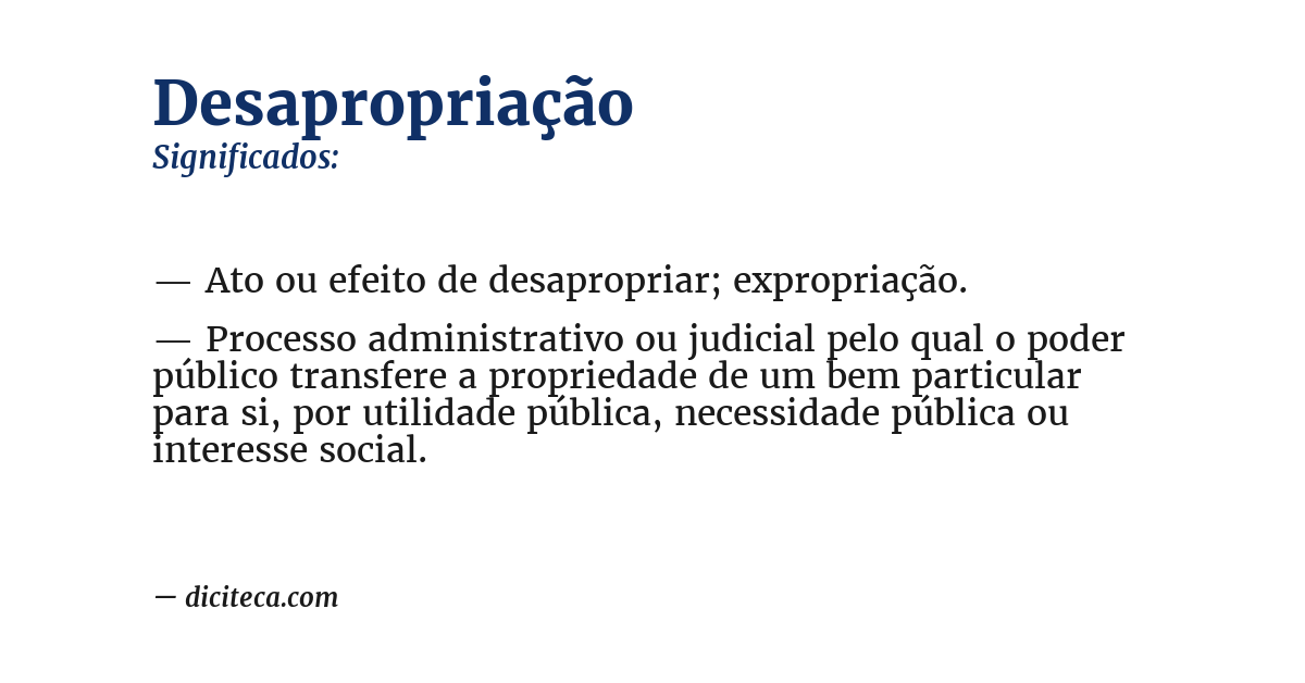 Significado de desapropriação