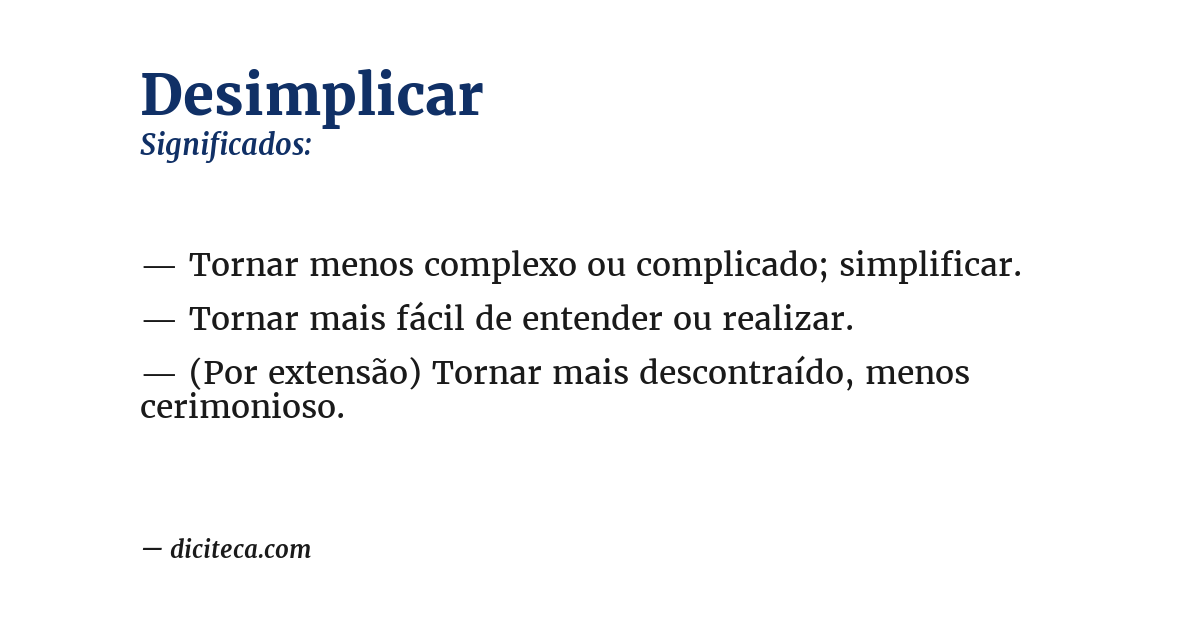 Significado de desimplicar
