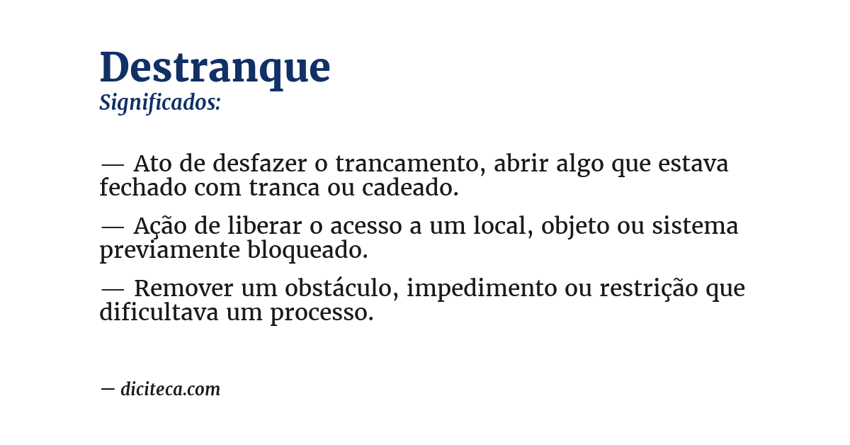 Significado de destranque