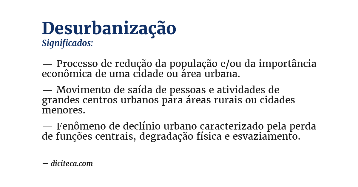 Significado de desurbanização