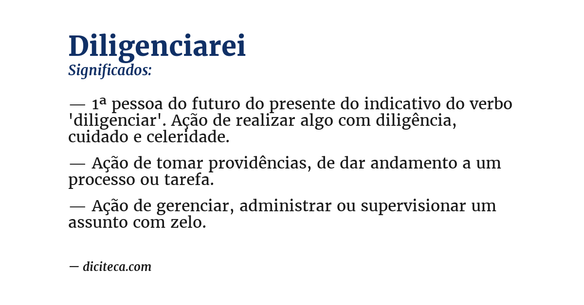 Significado de diligenciarei