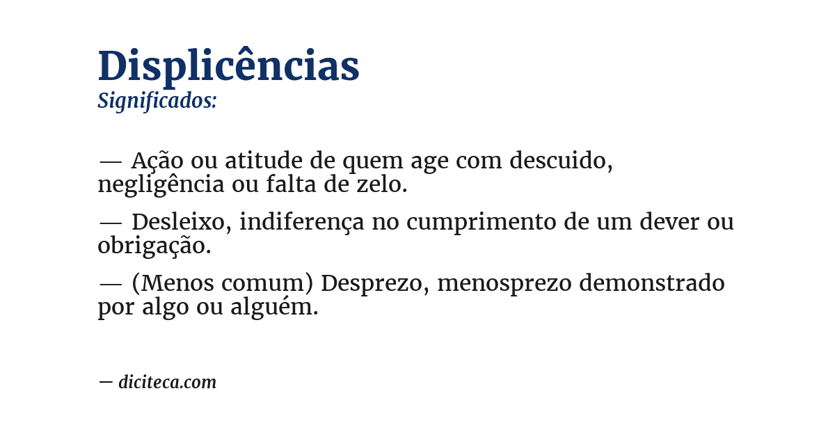 Significado de displicências