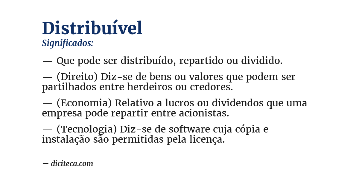 Significado de distribuível