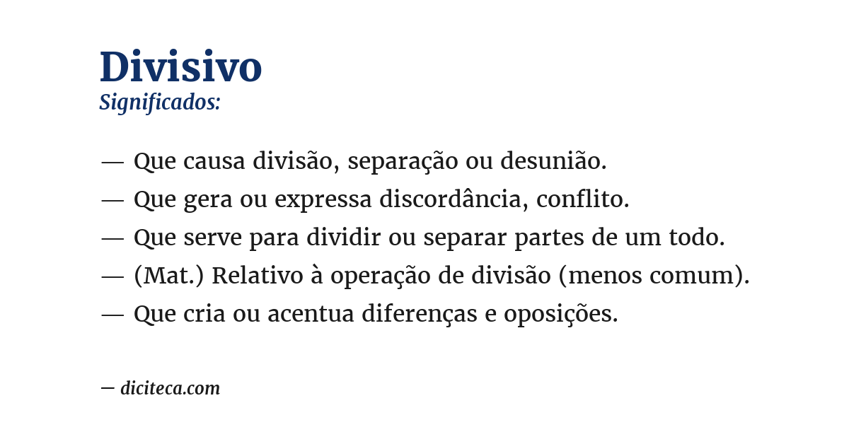 Significado de divisivo