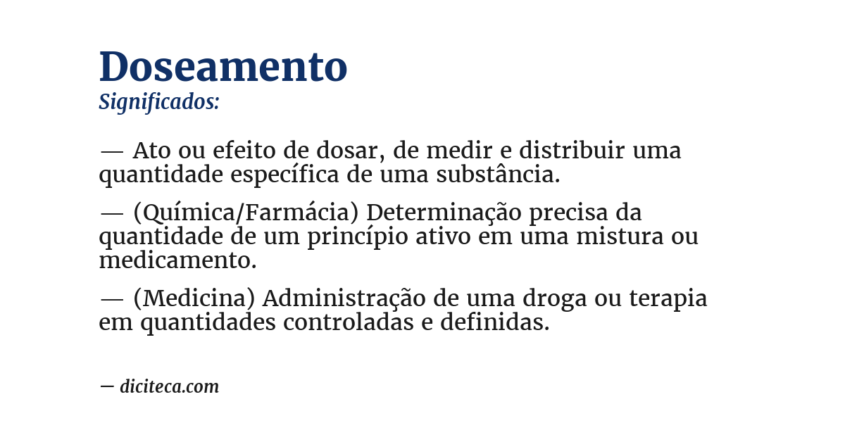 Significado de doseamento