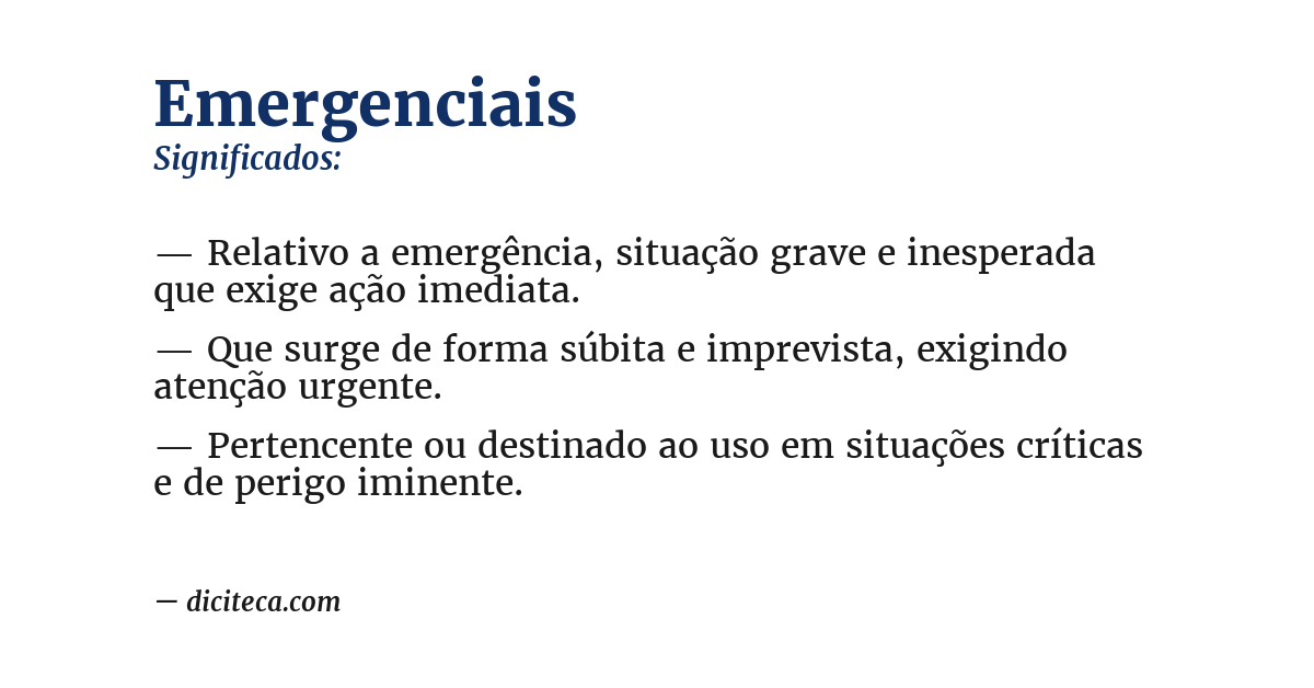 Significado de emergenciais