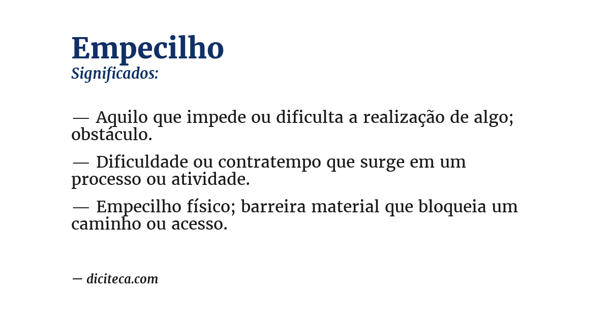 Significado de empecilho