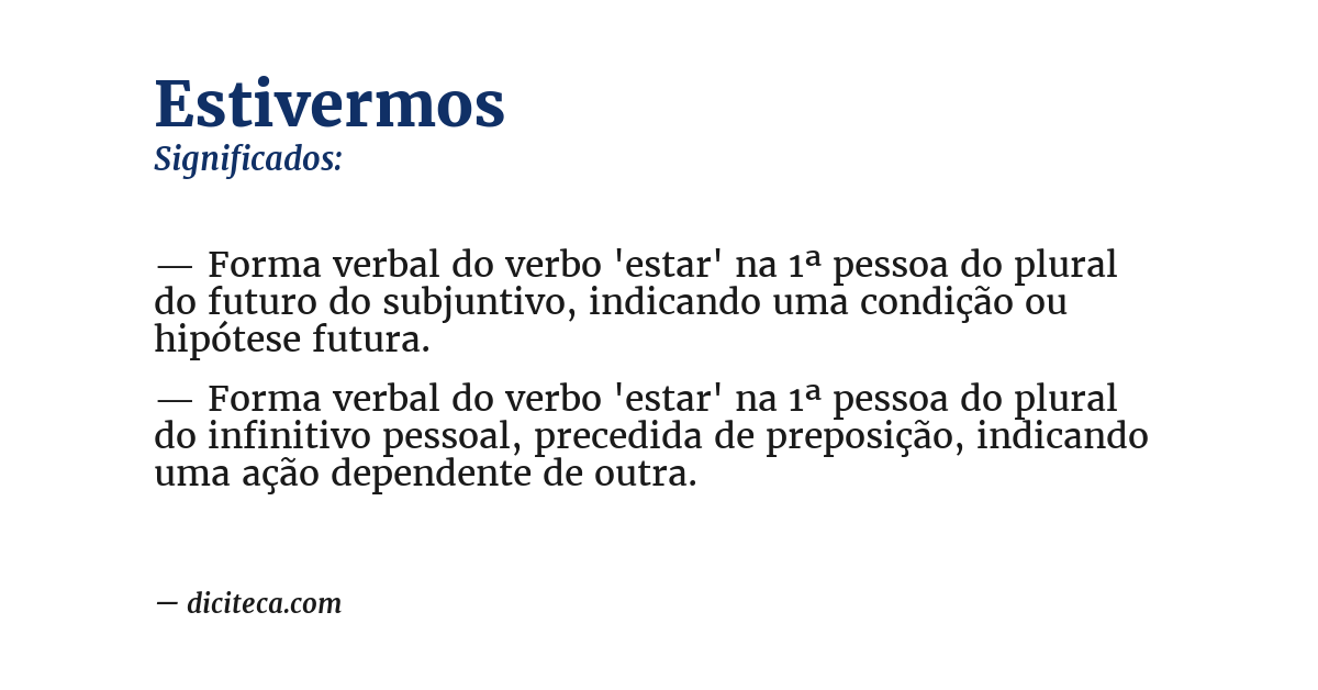 Significado de estivermos