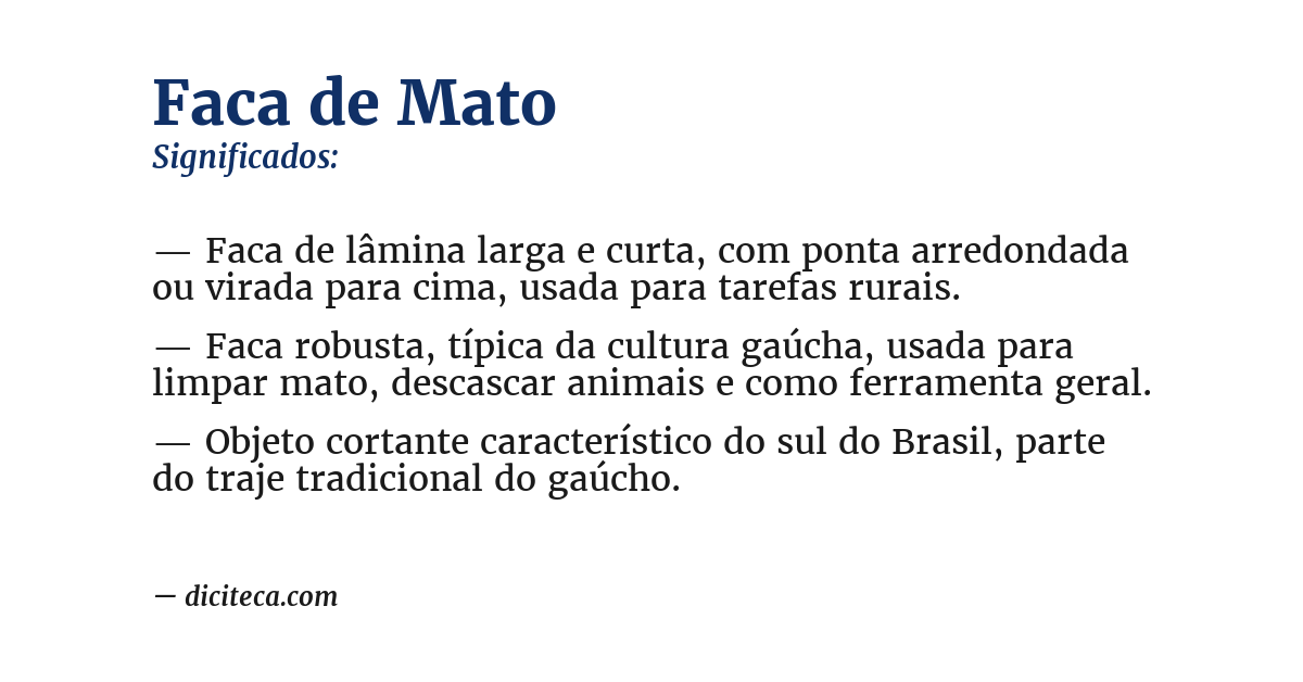 Significado de faca de mato