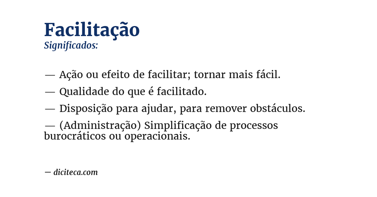 Significado de facilitação