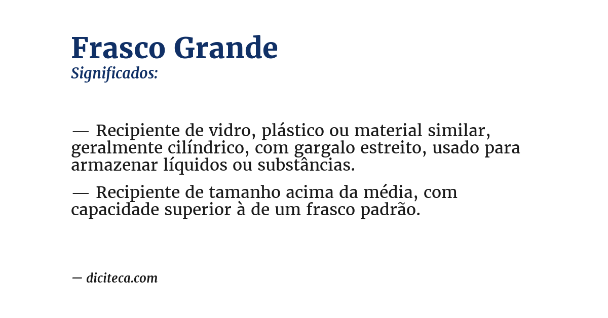 Significado de frasco grande