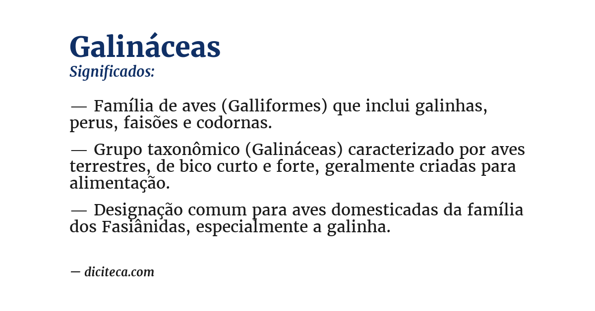 Significado de galináceas