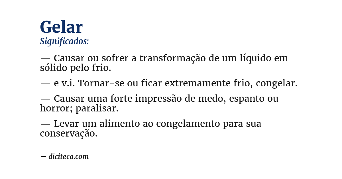 Significado de gelar